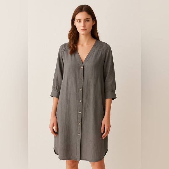 Layou Oversized Drapey Lagenlook Flowy Shirt Dress Loghtweight Size 2 US 14 - Picture 1 of 5